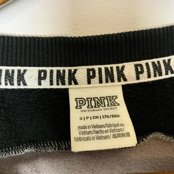 VS Pink Victoria's Secret Gray Black & White Collegiate Sweatshirt - Picture 3 of 5